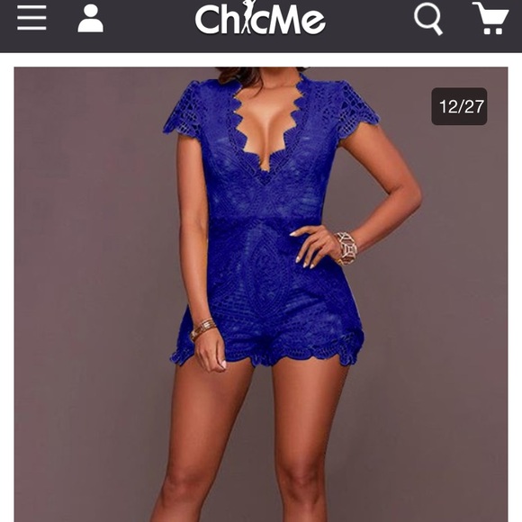 chic me Other - Royal blue lace romper NWOT